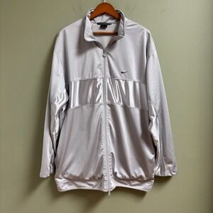 VTG Nike Men's Silver Swoosh Jacket Size XL Full Zip Lined Zip Pockets Active